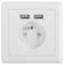 Schuko socket outlet with USB 2 x A female 86x86mm for embedding white by Lanberg AC-WS01-USB2-E