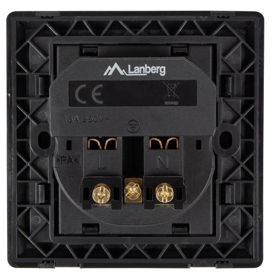 Lanberg AC 230V wandcontactdoos met 2 USB poorten 2.1A Schuko zwarte kleur AC-WS01-USB2-FB