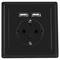 Lanberg AC 230V wandcontactdoos met 2 USB poorten 2.1A Schuko zwarte kleur AC-WS01-USB2-FB