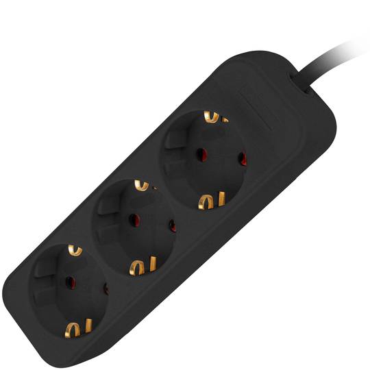 Multiprise avec 3 prises Schuko de Lanberg, couleur noire, 1,5 m