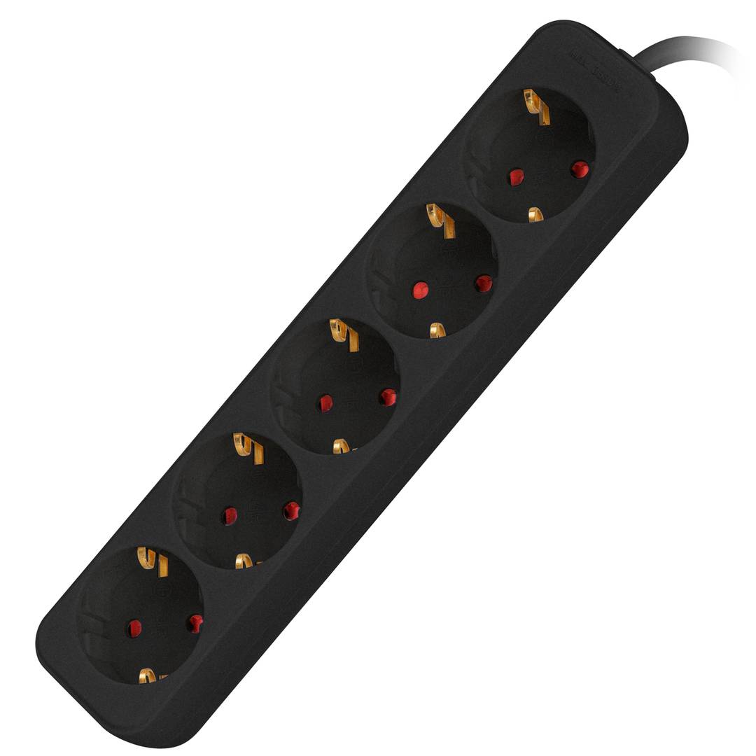 Power strip with 5 Schuko plugs from Lanberg, black color, 1.5m