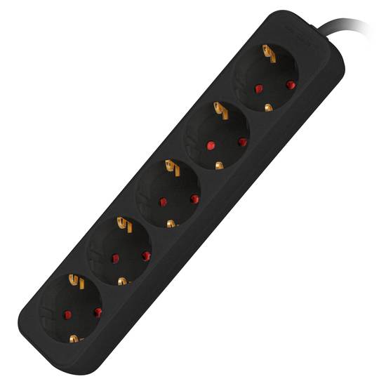 Power strip with 5 Schuko plugs from Lanberg, black color, 1.5m
