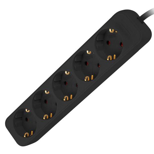 Power strip with 5 Schuko plugs from Lanberg, black color, 1.5m