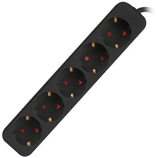 Power strip with 5 Schuko plugs from Lanberg, black color, 1.5m