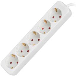 Stekkerdoos met 5 Schuko stekkers van Lanberg, wit, 1.5m