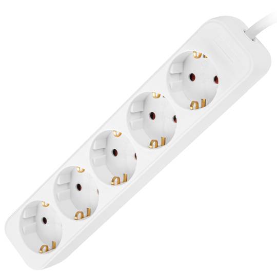 Extensão com 5 fichas Schuko da Lanberg, branca, 1,5m