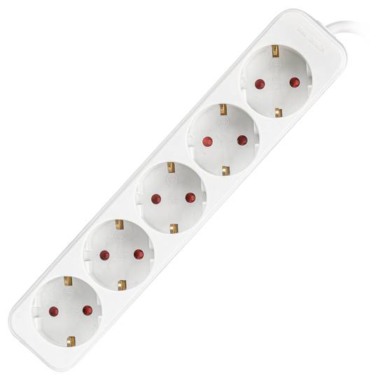 Extensão com 5 fichas Schuko da Lanberg, branca, 1,5m