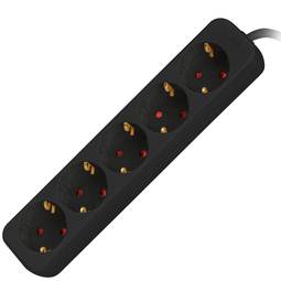Power strip with 5 Schuko plugs, black color, 3 m from Lanberg PS0-05F-0300-BK