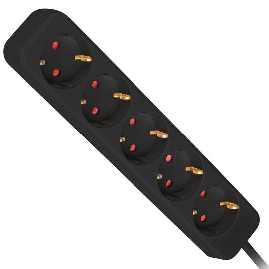 Multiprise avec 5 prises Schuko, couleur noire, 3 m de Lanberg PS0-05F-0300-BK