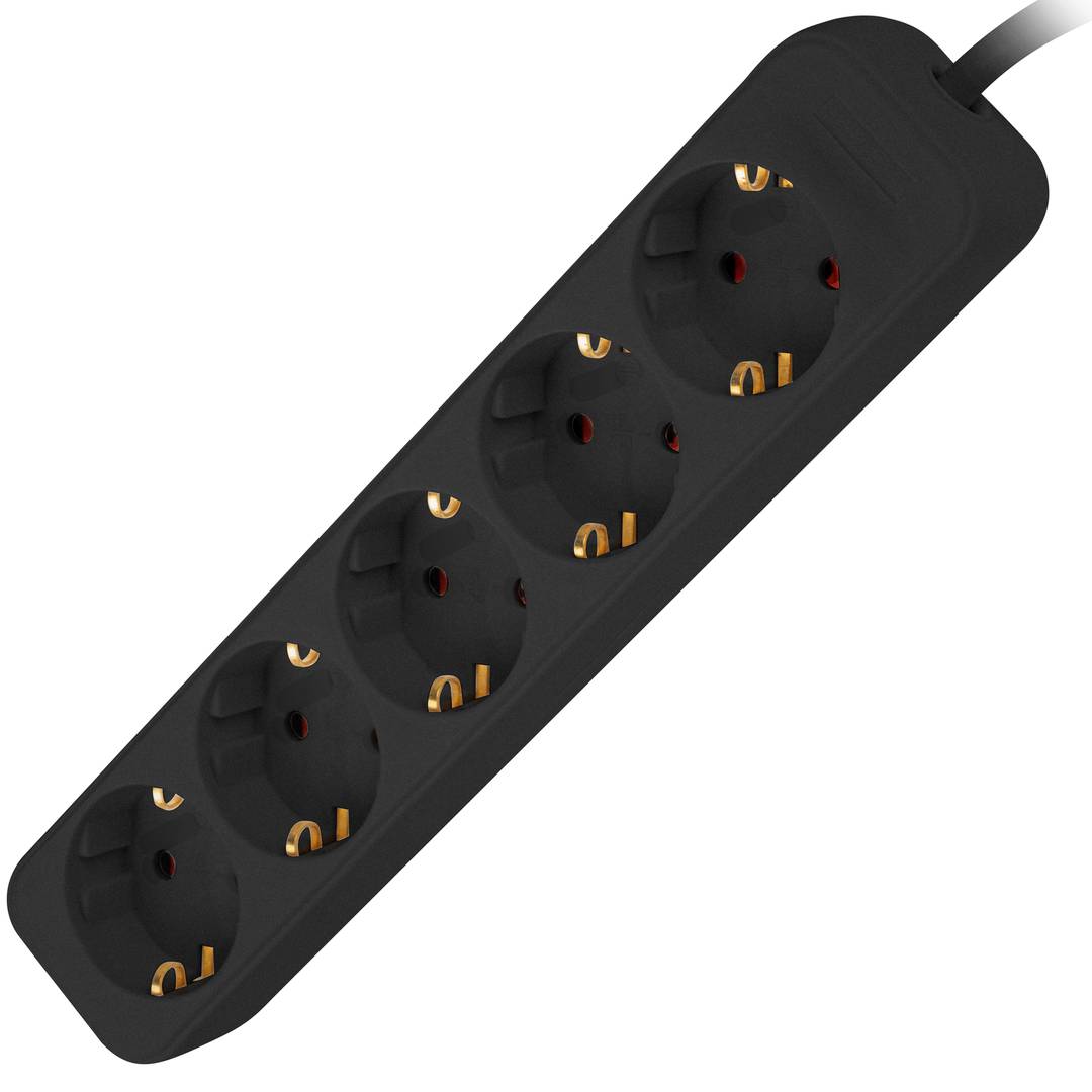 Multiprise avec 5 prises Schuko, couleur noire, 3 m de Lanberg PS0-05F-0300-BK