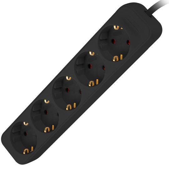 Multiprise avec 5 prises Schuko, couleur noire, 3 m de Lanberg PS0-05F-0300-BK