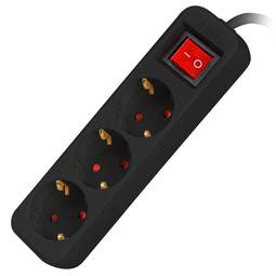 Power strip with 3 Schuko plugs with Lanberg switch, black color 1.5m