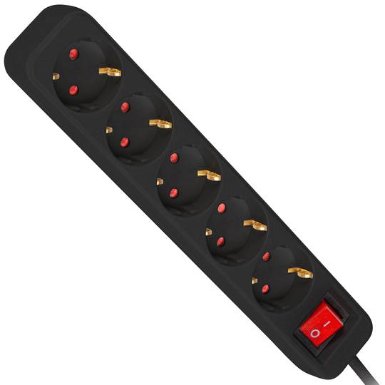Regleta de 5 endolls Schuko amb interruptor de Lanberg color negre 1.5m