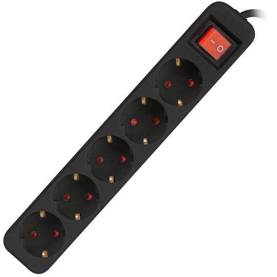 Regleta de 5 endolls Schuko amb interruptor de Lanberg color negre 1.5m