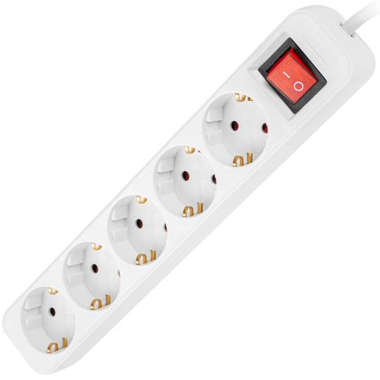 Power strip with 5 Schuko sockets with Lanberg switch, white color 3m