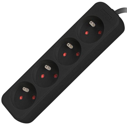 Filtro de linha Lanberg Schuko com 4 plugues, preto, 1,5m PS0-04E-0150-BK