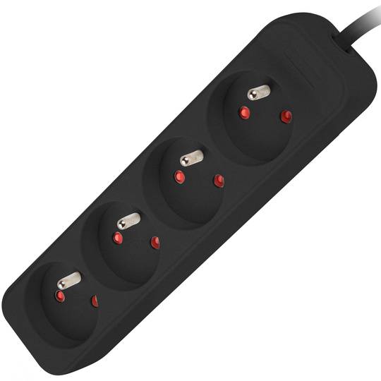 Filtro de linha Lanberg Schuko com 4 plugues, preto, 1,5m PS0-04E-0150-BK