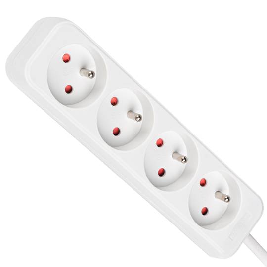 Regleta de 4 endolls Schuko Francès de Lanberg color blanc 1.5m PS0-04E-0150-W