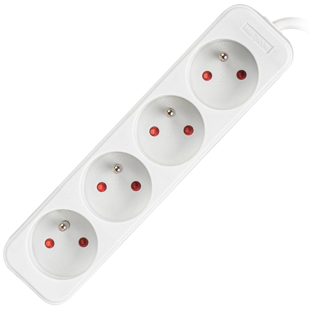 Regleta de 4 endolls Schuko Francès de Lanberg color blanc 1.5m PS0-04E-0150-W