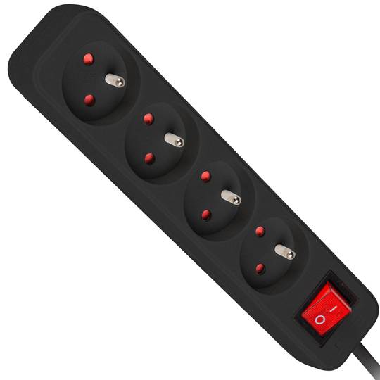 Multipresa con 4 prese Schuko con interruttore Lanberg, colore nero 1,5m PS1-04E-0150-BK