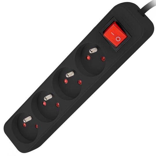 Multipresa con 4 prese Schuko con interruttore Lanberg, colore nero 1,5m PS1-04E-0150-BK