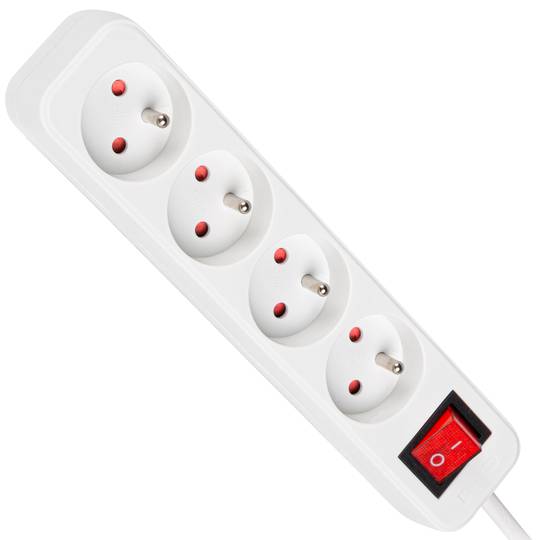 Lanberg 4-socket France Schuko power strip with switch white 1.5m PS1-04E-0150-W