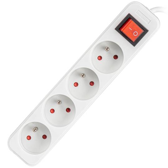 Lanberg 4-socket France Schuko power strip with switch white 1.5m PS1-04E-0150-W