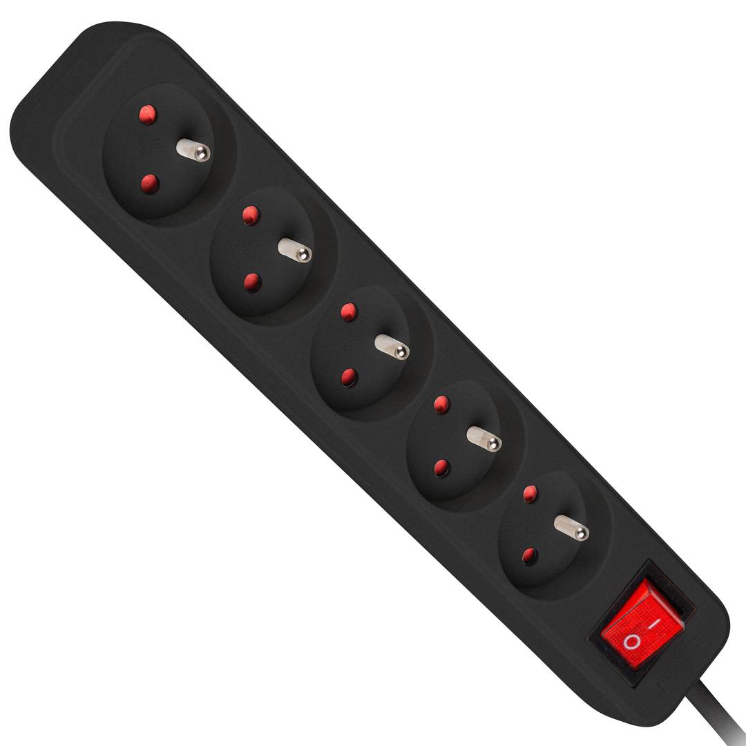 Lanberg 5-way French Schuko power strip with switch black 1.5m PS1-05E-0150-BK