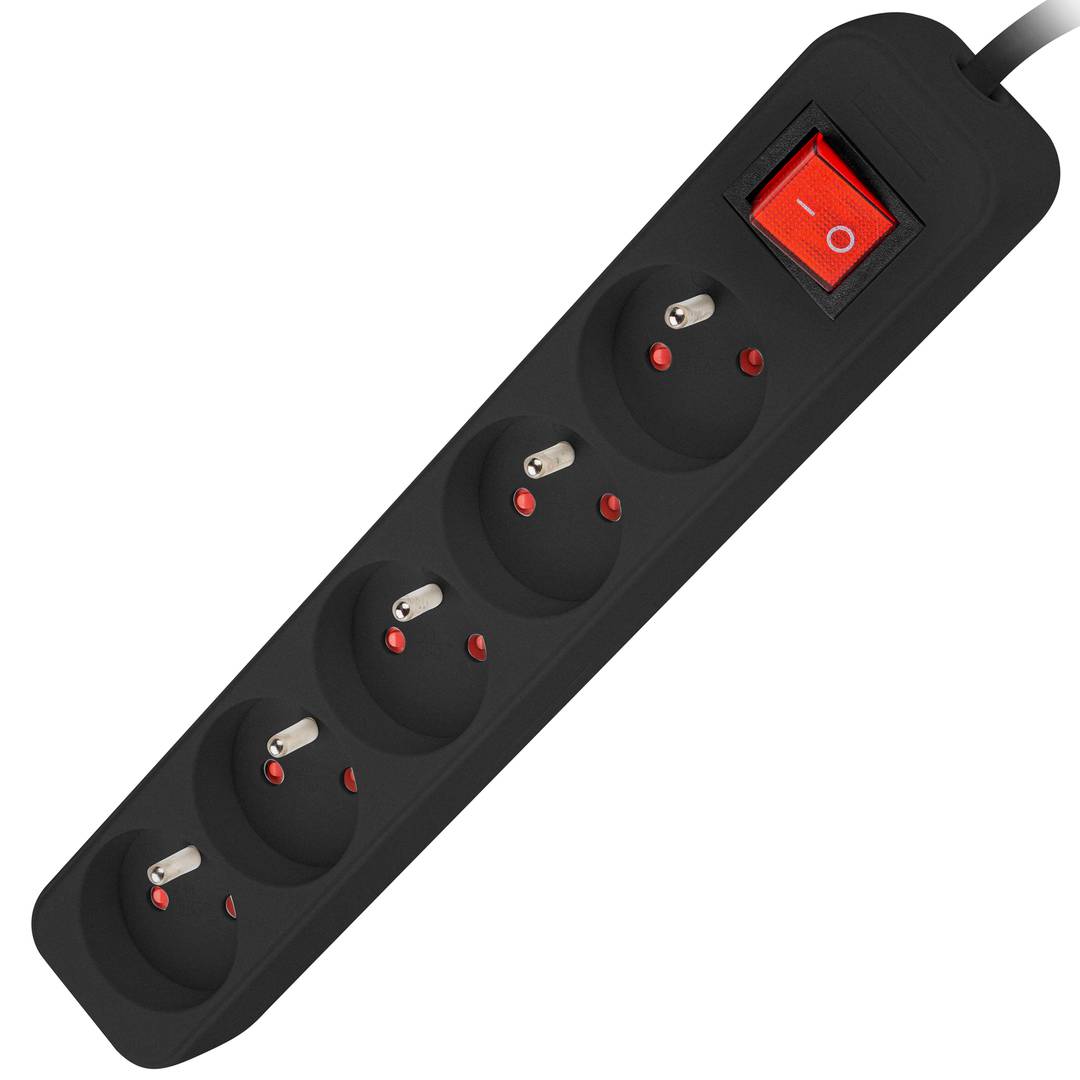 Lanberg 5-way French Schuko power strip with switch black 1.5m PS1-05E-0150-BK