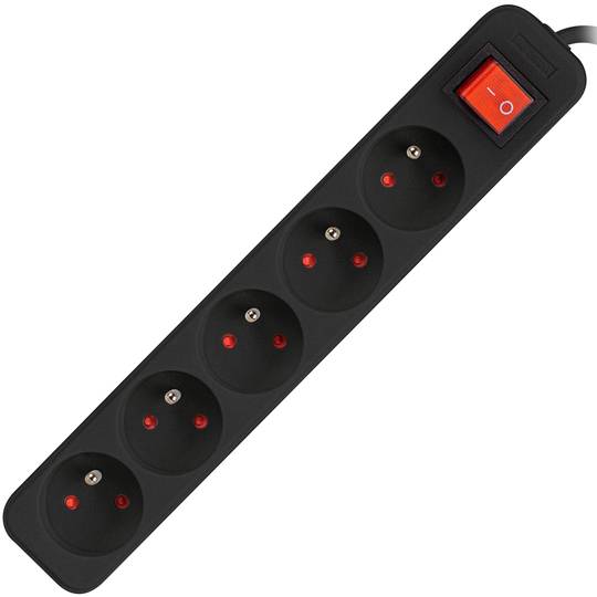 Lanberg 5-way French Schuko power strip with switch black 1.5m PS1-05E-0150-BK
