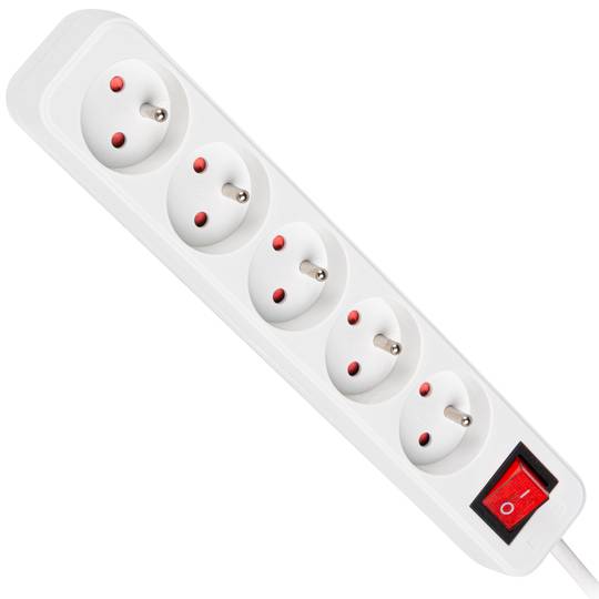 Lanberg 5 prese multipresa Schuko Francia con interruttore bianco 1,5 m PS1-05E-0150-W