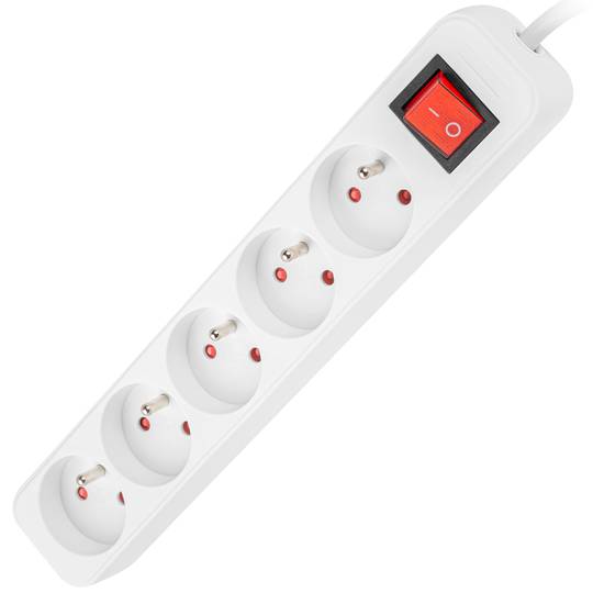 Lanberg 5 prese multipresa Schuko Francia con interruttore bianco 1,5 m PS1-05E-0150-W