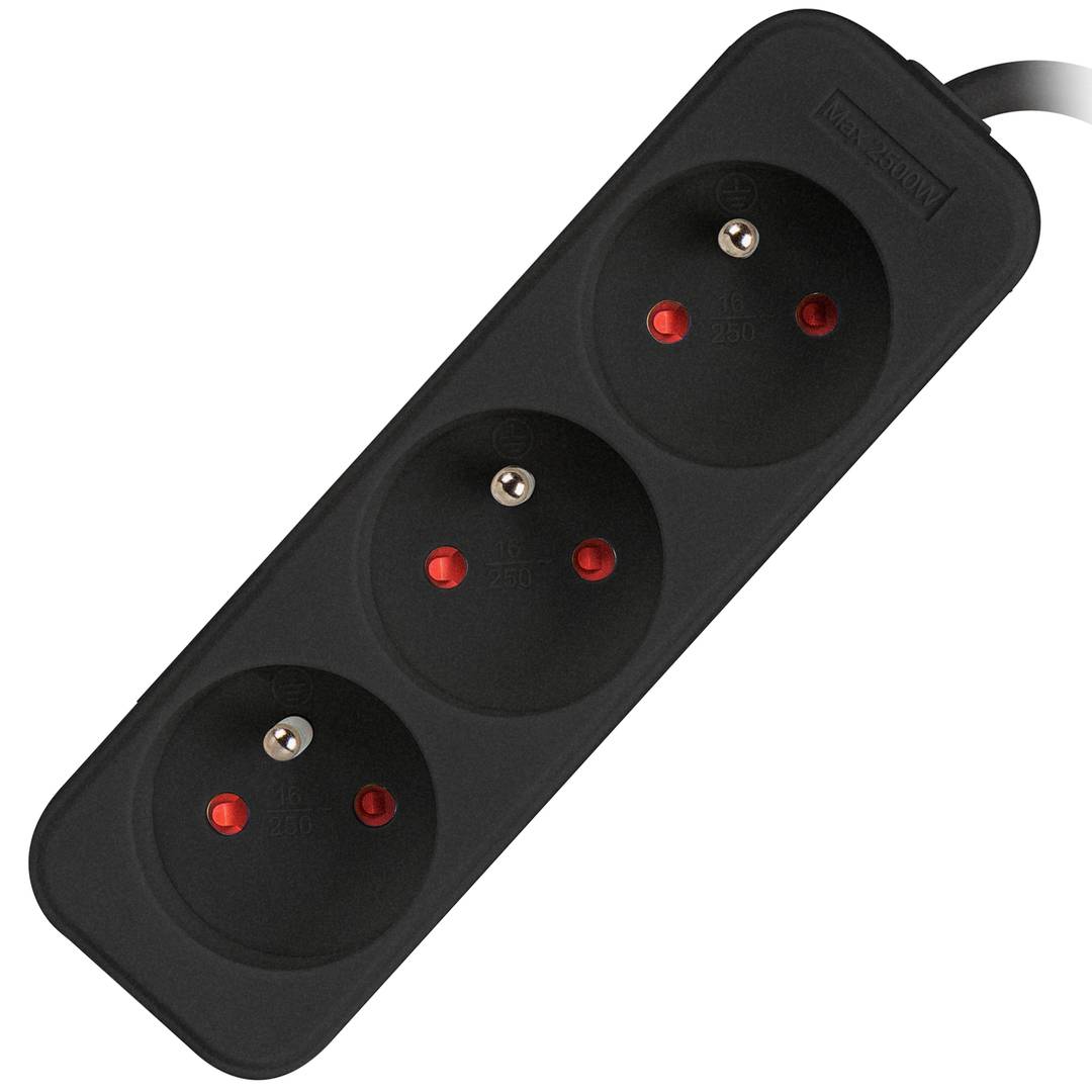 Presa multipla Lanberg con 3 spine Schuko, nera, 3m PS0-03E-0300-BK
