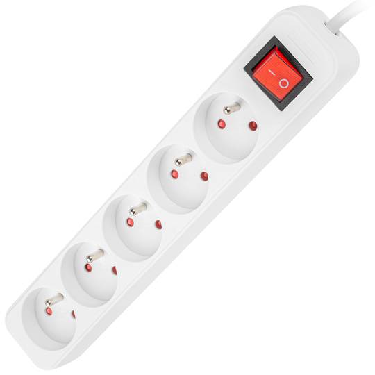 Listwa zasilająca z 5 gniazdami Schuko z włącznikiem Lanberg biała 3m PS1-05E-0300-W