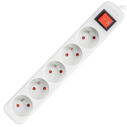 Listwa zasilająca z 5 gniazdami Schuko z włącznikiem Lanberg biała 3m PS1-05E-0300-W