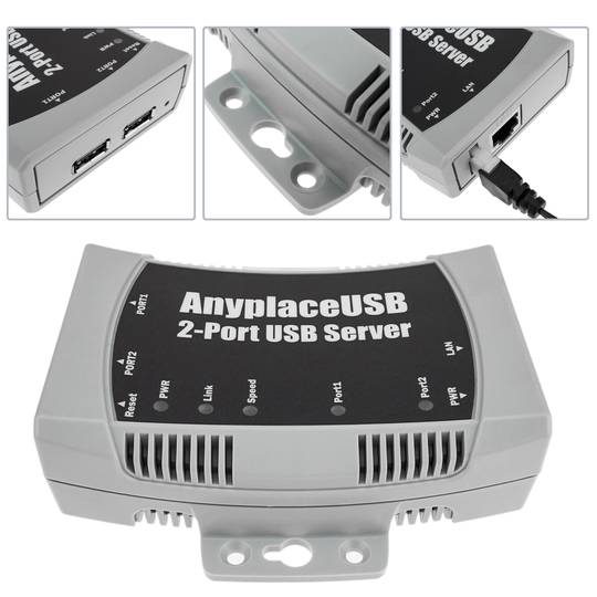 AnyPlaceUSB USB 2.0 Hi Speed partage sur un réseau TCP / IP à 2 ports