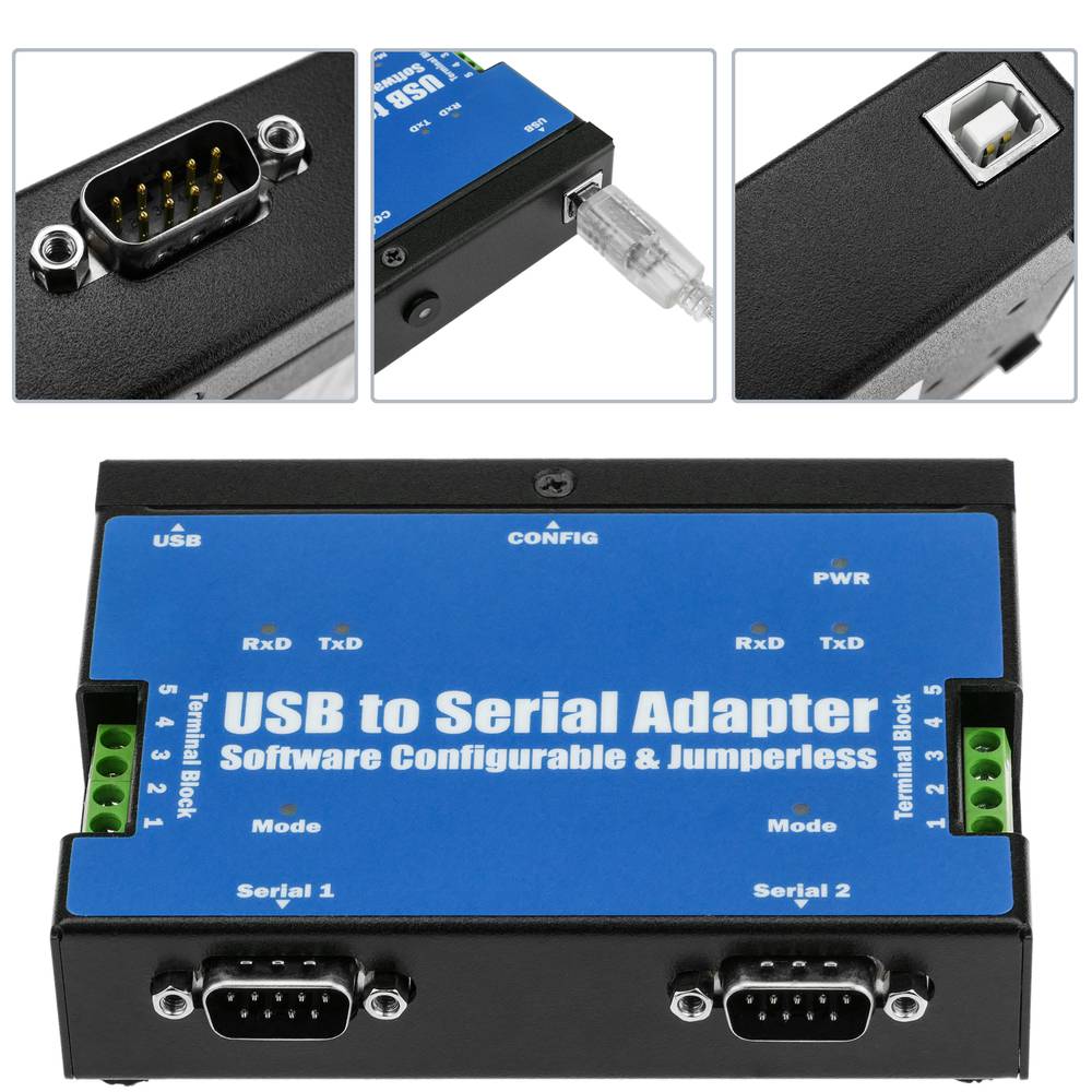 USB To RS-422 RS485 Titan PRO 2-Port DINRail USB-2COMi PRO - Cablematic