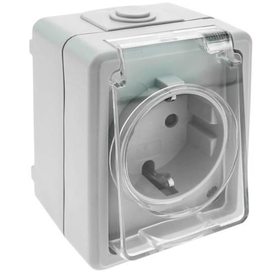 Base de superficie estanca IP54 16A 250V con schuko