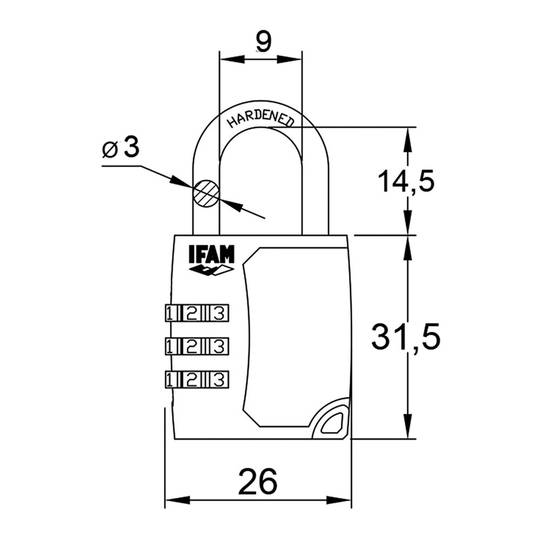 Candado de 26mm con arco de 3mm de diámtro de Zinc IFAM C25S