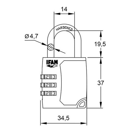 Cadenat de zinc de 34,5mm amb arc de diàmetre 4,7mm IFAM C35S