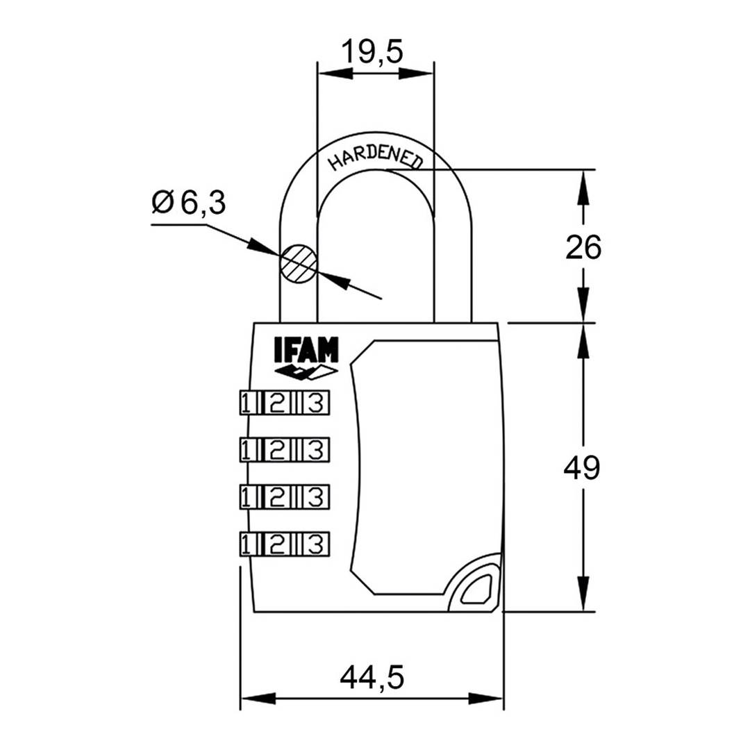 Cadeado de zinco de 44,5 mm com argola de 6,3 mm de diâmetro IFAM C45S