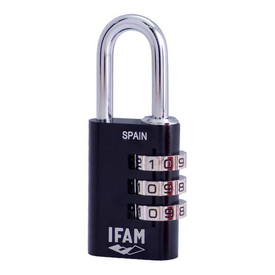 Candado negro de 30mm con un arco de diámetro 5mm IFAM COMBI30 negro