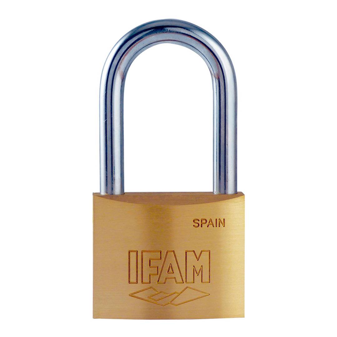40 mm brass padlock with 2 keys and long shackle IFAM K40AL