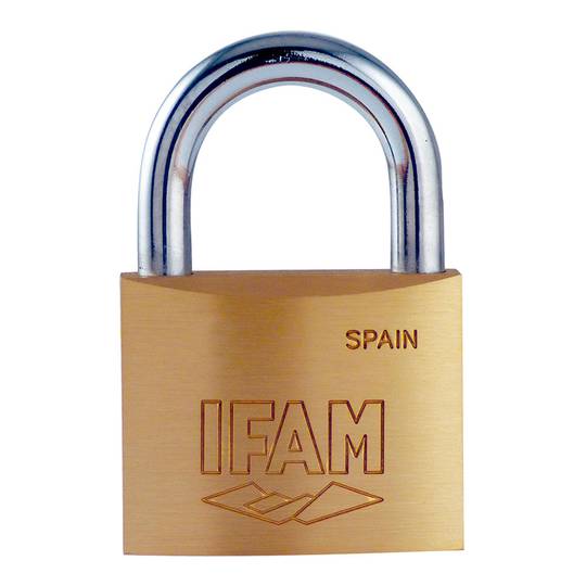 50mm brass padlock with 2 keys and normal shackle IFAM K50