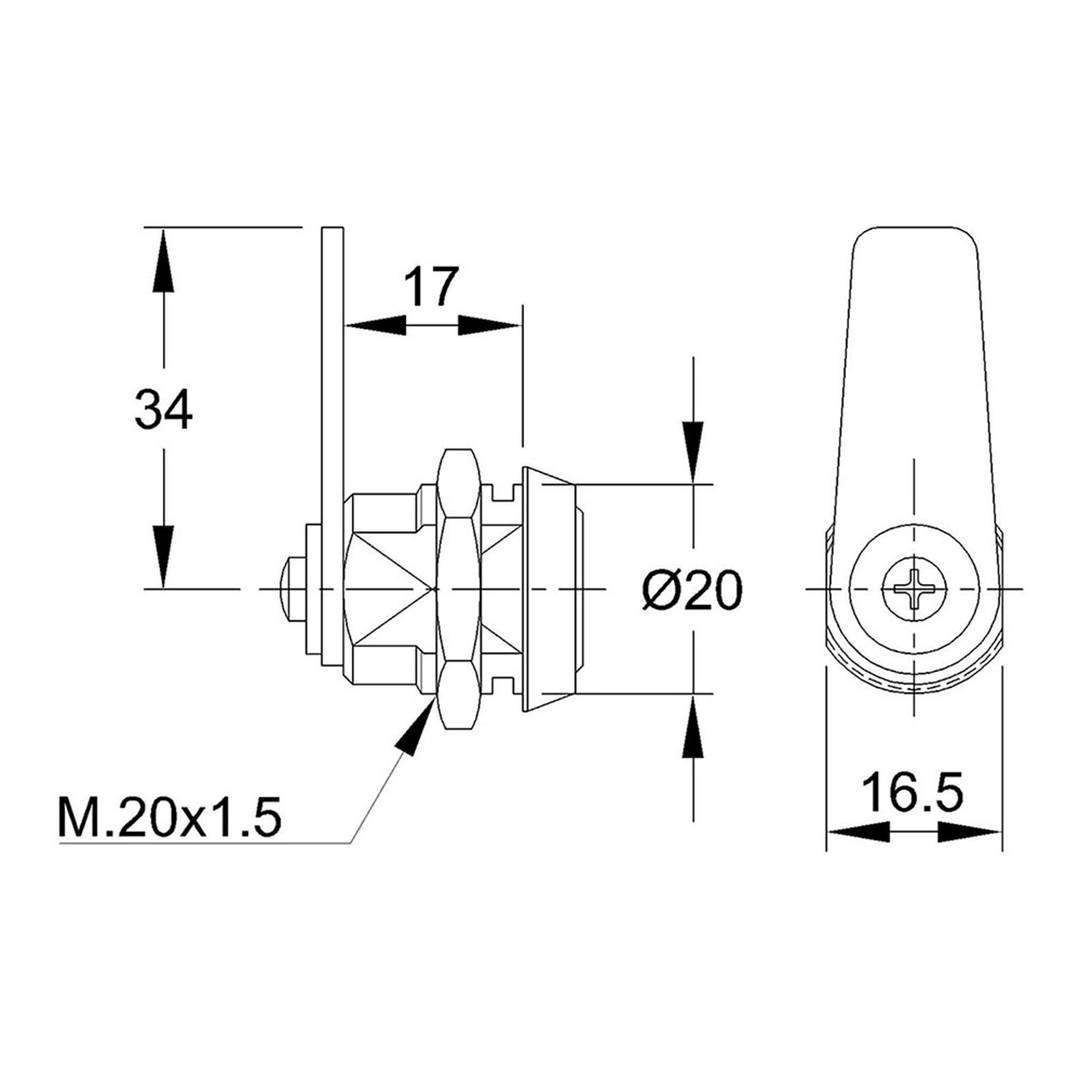 Serratura a linguetta dritta da 34mm e 2 chiavi IFAM 111 A