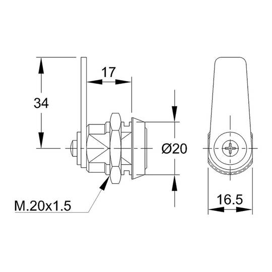 Serratura a linguetta dritta da 34mm e 2 chiavi IFAM 111 A