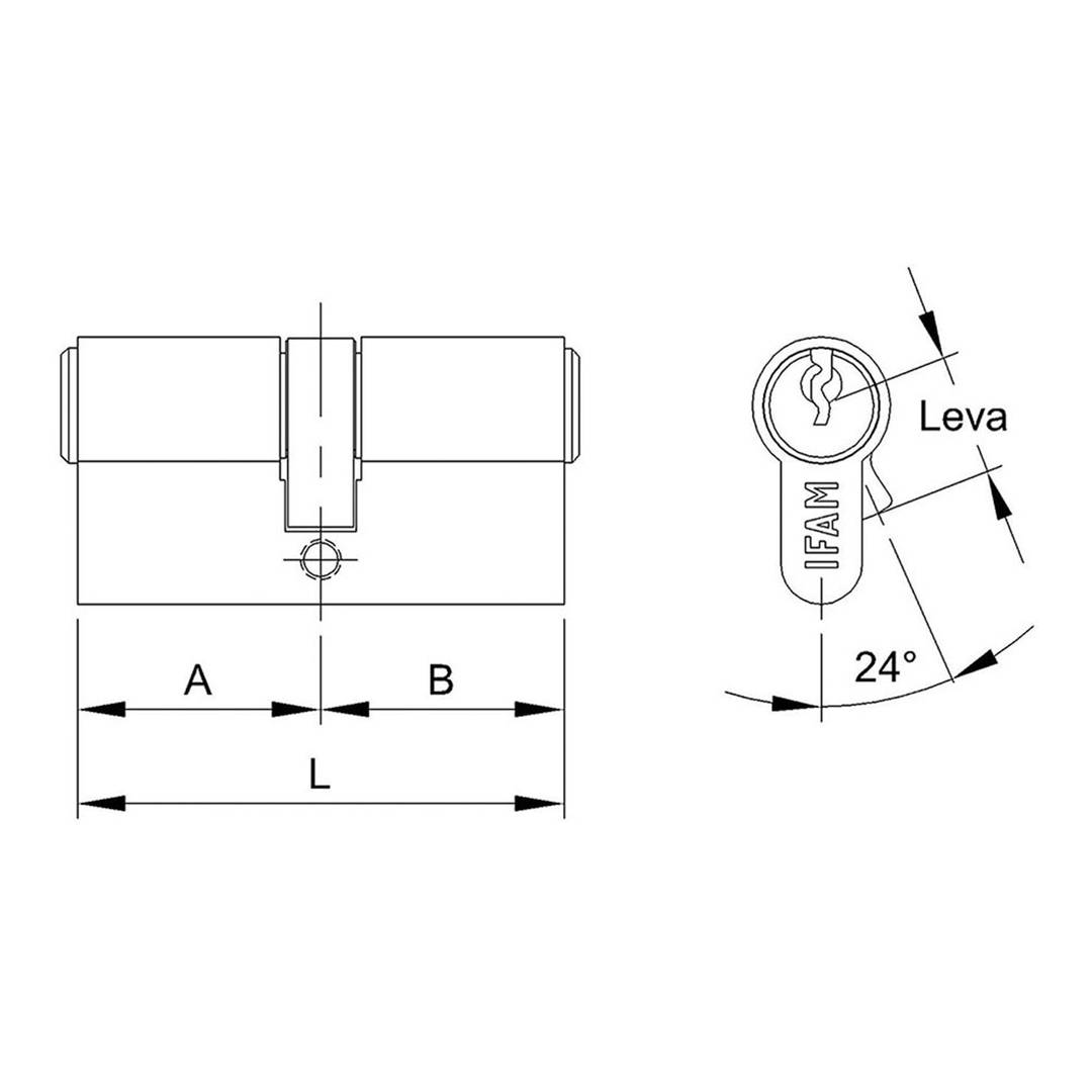 Cilindro in ottone da 60 mm con camma corta da 13 mm e 3 chiavi seghettate IFAM F5S3030LC