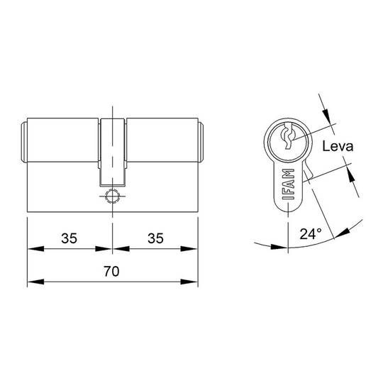 Cilindro nichelato da 60 mm con camma lunga 15 mm e 3 chiavi dentate IFAM F5S3030N