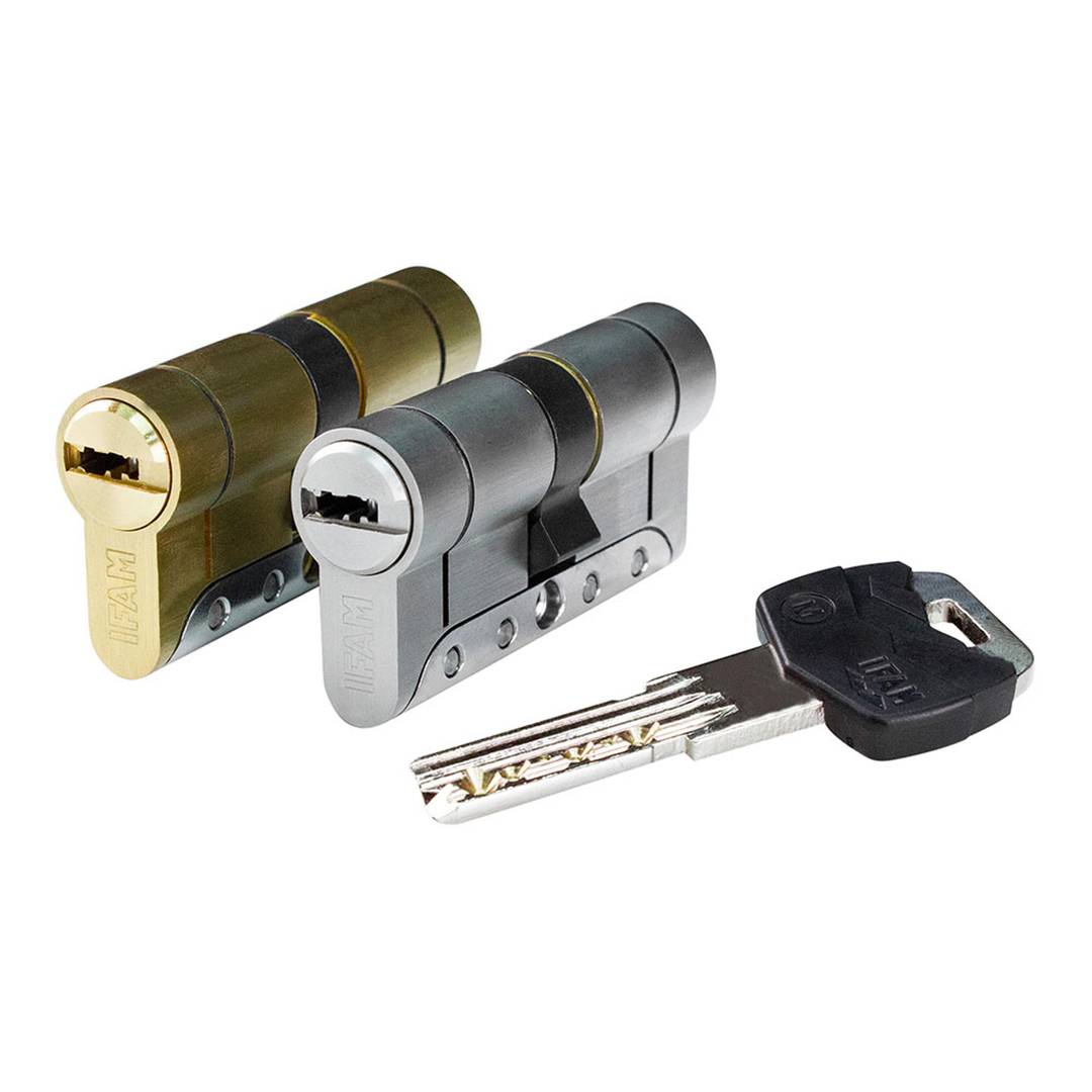 Cilindro in ottone iridium da 60 mm con camma da 15 mm e 5 chiavi di sicurezza IFAM IRM3030L