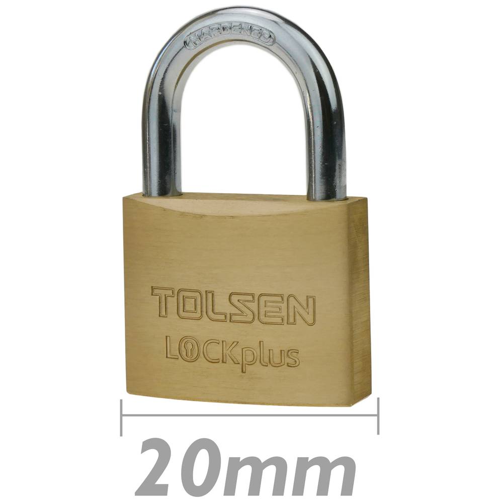 Mosiężny zamek Tolsen 20 mm z kluczem